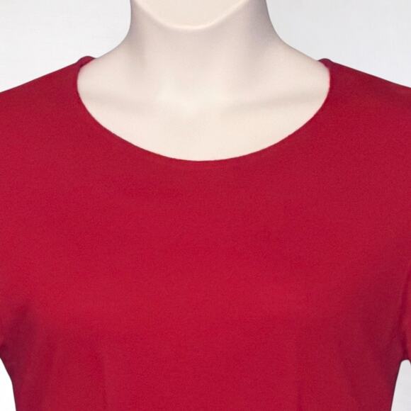 Vintage Chansonetta Wool Midi Dress Sz Medium Red A-Line Artisan Minimalist USA - Picture 4 of 11